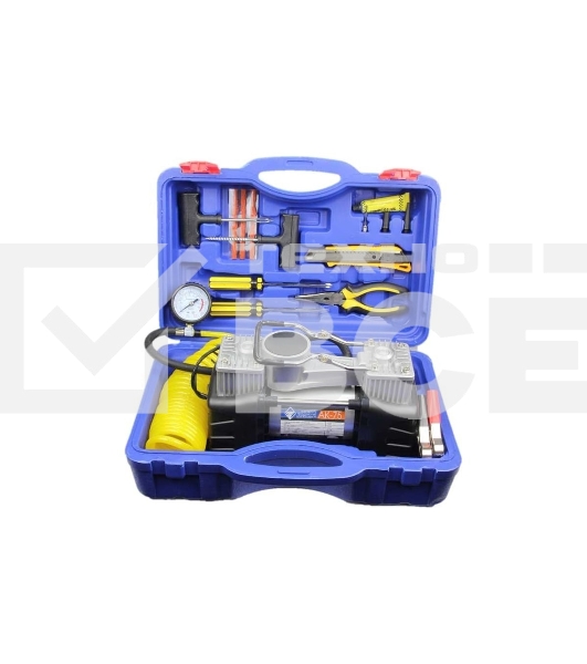 Компрессор поршневой Nova Bright АК-75 двухпоршневой, пластиковый кейс с инструментами 36448