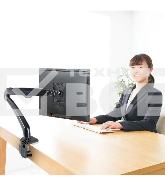 Кронштейн для мониторов Kromax OFFICE-8 черный, для LCD/LED мониторов 15'-32', нагрузка 2-8 кг, настольный, 6 ст свободы, VESA 100x100 мм