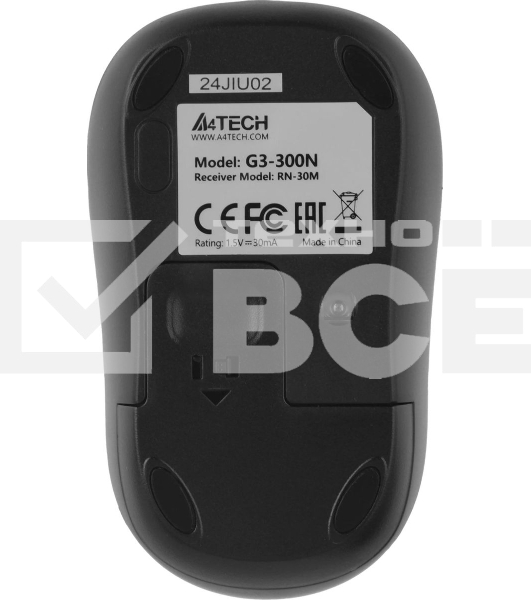 Мышь беспроводная A4Tech V-Track G3-300N черный, 1000 dpi, радиоканал, USB, кнопки - 3