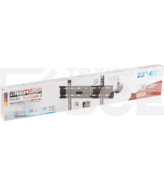 Кронштейн для телевизора Arm Media PLASMA-3 new черный, 22'-65' макс. 55 кг, настенный, фиксированный