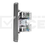 Розетка Kranz ROUND компьютерная двойная RJ45+RJ45 кат6 с/у титан, фото2