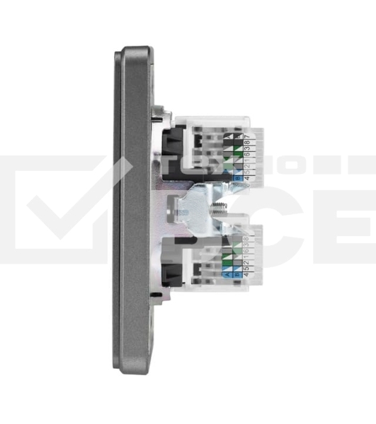 Розетка Kranz ROUND компьютерная двойная RJ45+RJ45 кат6 с/у титан