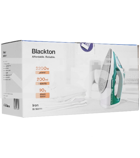 Утюг Blackton Bt SI3111 белый/зеленый, 2200 Вт, 20 г/мин, 90 г/мин, 200 мл
