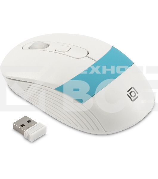 Мышь беспроводная Oklick 310MW белый/синий, 3200 dpi, радиоканал, USB, кнопки - 4