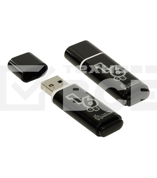 Флеш диск Smartbuy 16Gb Glossy series Black SB16GBGS-K