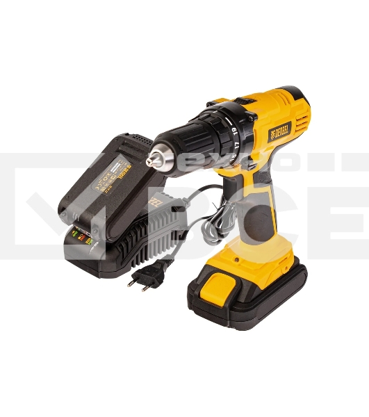 Дрель-шуруповерт Denzel CDL-IB-18-02, 18 В, 1,5 Ач, 40 Нм, щеточный