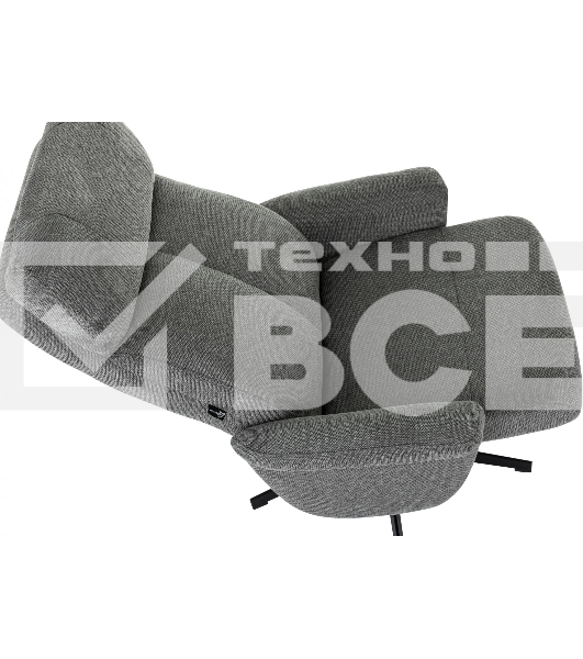 Кресло для дома Бюрократ _Baron с пуфом серый, металл черный крестов. (_BARON/GREY)