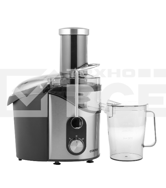 Соковыжималка Centek CT-1212 (черный/сталь) 1200Вт, 2 скор., стакан 1100 мл, горловина 75мм