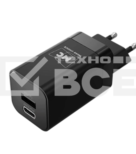 Сетевое зарядное устройство MORE CHOICE NC85 1USB+1Type-C 3.0A PD 20W+QC3.0, черный