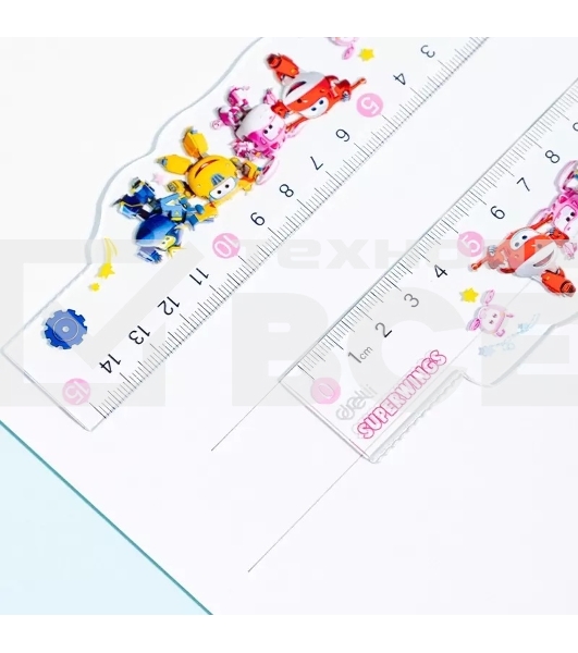 Линейка Deli Super Wings EH658 пластик дл. 15 см ассорти