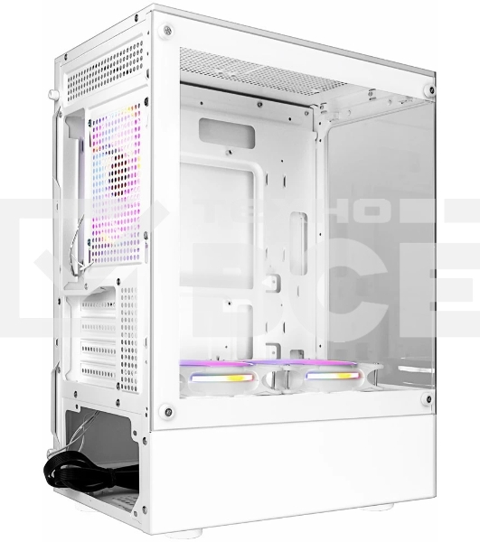 Компьютерный корпус Ginzzu CL485 mATX FAN 3*12LD4 передняя панель Стекло белый