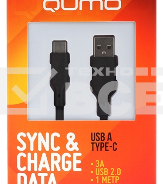 Кабель USB-A to Type-C, silica gel, 1м, 3A, 18W черный