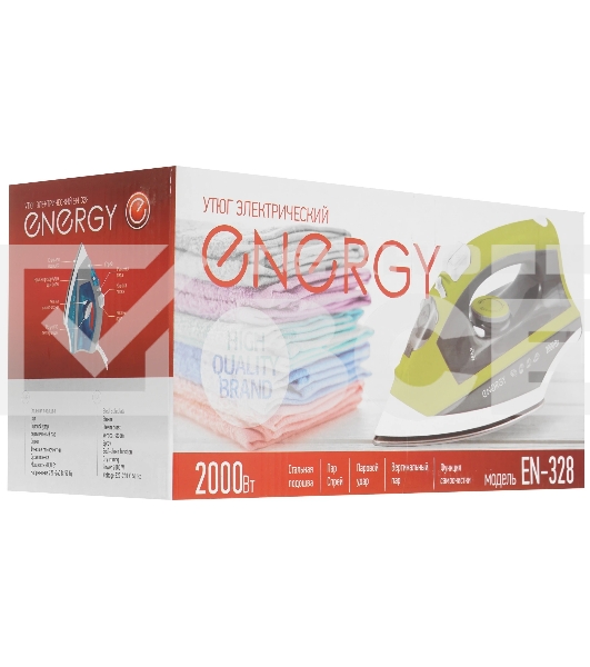 Утюг Energy EN-328 зеленый, стальная подошва, 2000 Вт