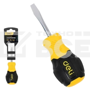 Отвертка шлицевая Deli DL6360381N 6х38мм сталь Cr-V, двухкомпонентная прорезиненная рукоять