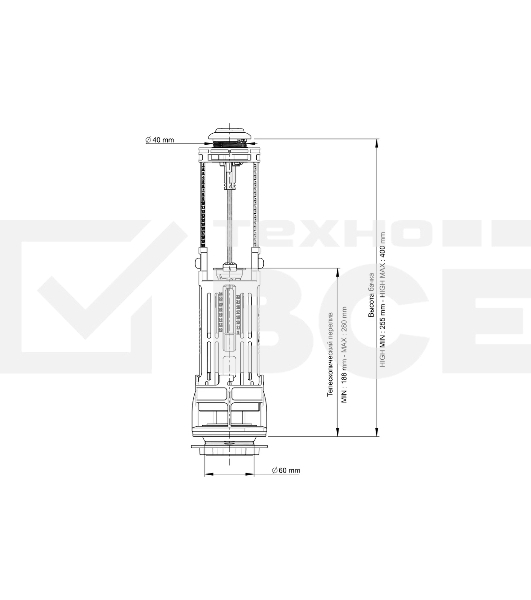 Сливной двухрежимный механизм WIRQUIN ONE 3/6L