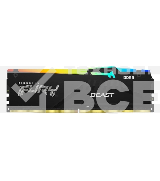 Оперативная память Kingston Fury Beast Expo, DDR5, 32GB (1x32 GB), 5200 MHz, CL36, DIMM, радиатор, RGB, чёрный