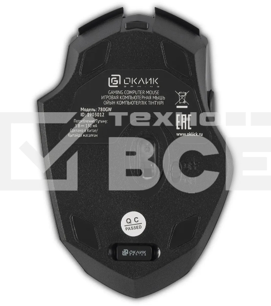Мышь беспроводная Oklick 780GW черный, 3200 dpi, радиоканал, USB, кнопки - 6