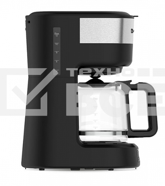 Кофеварка капельная BQ CM1000 черный-стальной, исп. кофе - молотый, 1.2 л, 900 Вт.