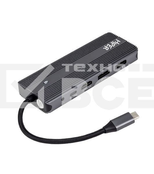 Док-станция HIPER Docking station USB-C HUB 11in1 (1*USB-C 100W PD, 1*HDMI 4K@60Hz, 2*DP 4K@60Hz, 2*USB-A 3.0 (5Gbps data), 1*USB-C 3.0 (5Gbps data), 1*microSD, 1*SD, 1*3.5mm audio, 1*RJ45 Gb)