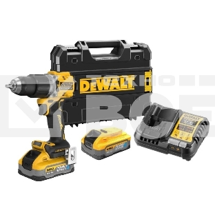 Дрель-шуруповерт DeWalt DCD805H2T, Аккумуляторная, 18В, 2 АКБ, Ударная, Кейс