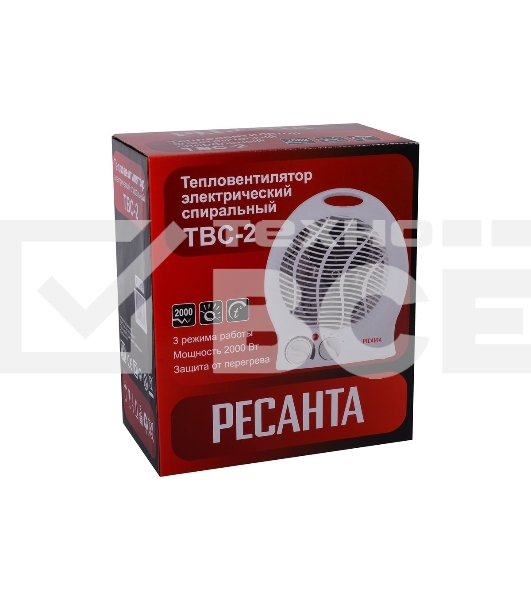 Тепловентилятор Ресанта ТВС-2 [67/2/2] спиральный,/1000/2000 Вт, защита от перегрева