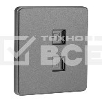 Розетка Kranz ROUND компьютерная двойная RJ45+RJ45 кат6 с/у титан, фото3