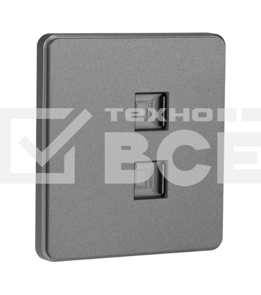 Розетка Kranz ROUND компьютерная двойная RJ45+RJ45 кат6 с/у титан