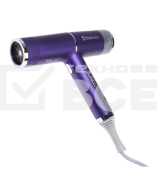 Фен SAKURA SA-4051V фиолетовый/серый, 1600 Вт, компактный