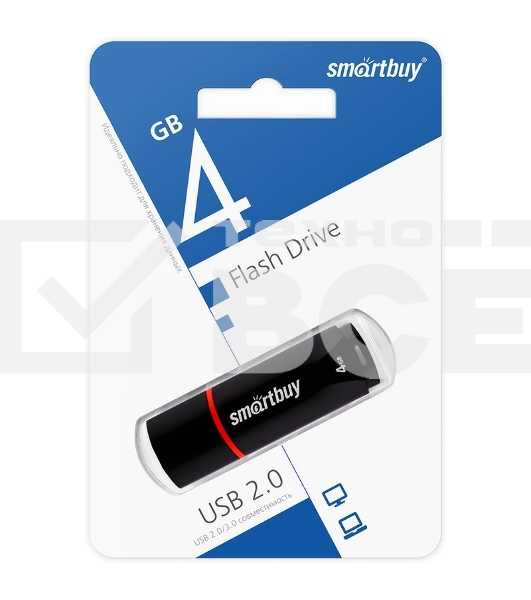 Флэш Диск Smartbuy USB Drive 4Gb Crown Black SB4GBCRW-K