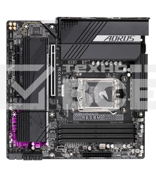 Материнская плата Gigabyte B650M AORUS ELITE, Socket AM5, AMD B650, 4xDDR5, 4xSATA, 2xM.2, 1xPCI-E 4.0 x16, 1xPCI-E 4.0 x4, 1xHDMI, 1xDP, 1x 2.5Gb LAN, 5xUSB-A 3.2 Gen 1, 2xUSB-A 3.2 Gen 2, 4xUSB-A 2.0, 1xUSB-C 3.2 Gen 2, 2x3.5 мм, 7.1, Micro-ATX