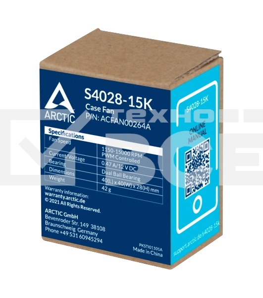 Вентилятор для корпуса Arctic S4028-15K черный, 40 мм, 15000 об/мин, 4 pin