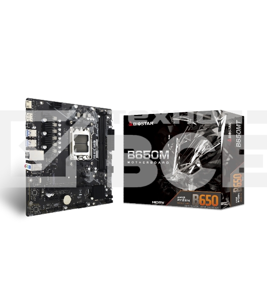 Материнская плата Biostar B650MT, AM5, AMD B650, 2xDDR5, 4xSATA, 1xM.2, 1xPCI-E 4.0 x16, 1xPCI-E x1, 1xHDMI, 1xDP, 1x 1Gb LAN, 4xUSB-A 3.2 Gen 1, 2xUSB-A 2.0, 3x3.5 мм, 7.1, Micro-ATX