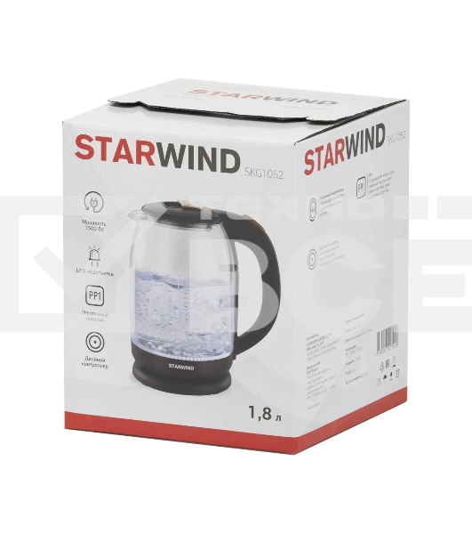 Чайник электрический Starwind SKG1052 1.8л. 1500Вт темно-коричневый/бронзовый (корпус: стекло)