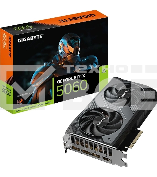 Видеокарта Gigabyte RTX5060 GV-N5060WF2-8GD 1.0 NV RTX5060 8Gb 128bit GDDR7 2497/28000/HDMIx1/DPx3 PCI-E 5.0