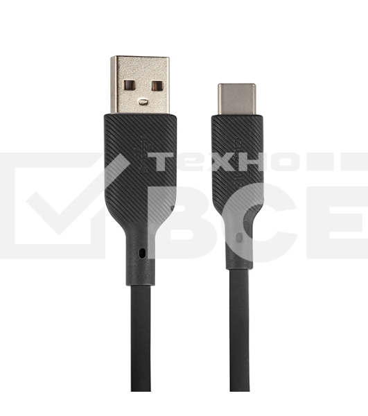 Кабель USB-A to Type-C, silica gel, 1м, 3A, 18W черный
