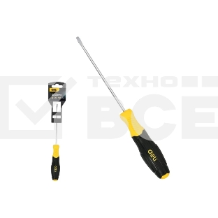 Отвертка шлицевая Deli DL6361001N 6х100мм сталь Cr-V, двухкомпонентная прорезиненная рукоять