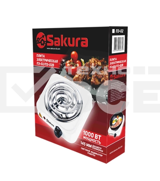 Плита настольная электрическая Sakura ПЭ-02В 1000 Вт, 145мм 1 конф/спир