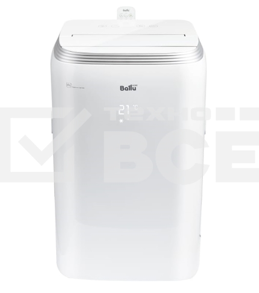 Кондиционер мобильный Ballu BPHS-08H 8000 BTU, 20 м², 45 дБ, охлаждение, обогрев, осушение, белый