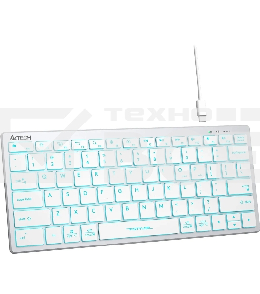 Клавиатура A4Tech Fstyler FX61 проводная, USB, белый/синий