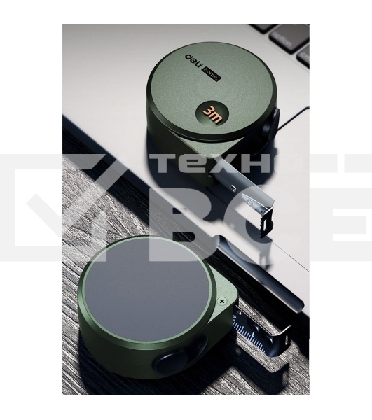 Измерительный и разметочный инструмент Deli Рулетка Home Series Green HT8316L 3м х 16мм, эксклюзивный дизайн, корпус - высококачественный софттач пластик