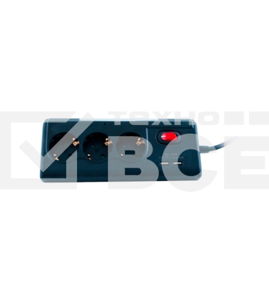 Удлинитель сетевой СТАРТ S 3x1 ZDV 2USB-- 12, 3 розетки, до 16А, 2xUSB, 1.5м, с заземлением, кнопка включения, функцией ночника, защитными шторками от детей, белый
