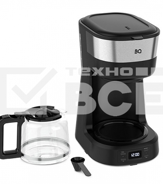 Кофеварка капельная BQ CM1000 черный-стальной, исп. кофе - молотый, 1.2 л, 900 Вт.