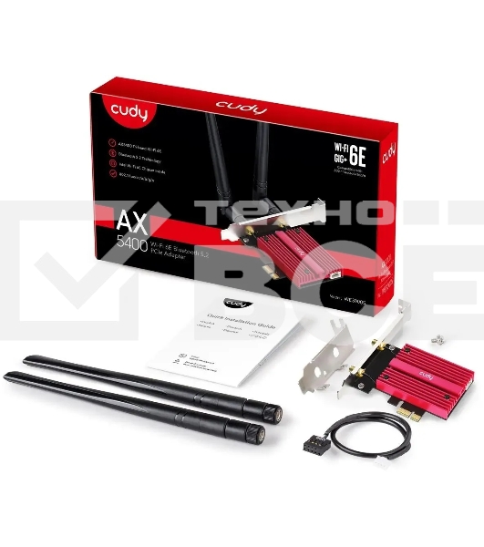 Сетевой адаптер Wi-Fi + Bluetooth Cudy WE3000S АХ5400 PCI Express (ант.внеш.съем) 2ант.