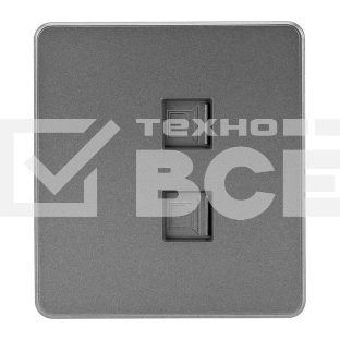 Розетка Kranz ROUND компьютерная двойная RJ45+RJ45 кат6 с/у титан