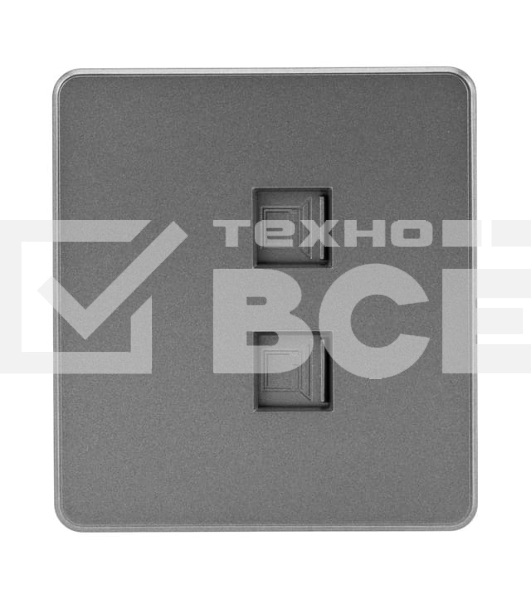 Розетка Kranz ROUND компьютерная двойная RJ45+RJ45 кат6 с/у титан