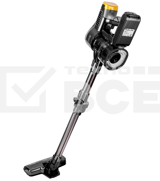 Пылесос вертикальный Brayer BR4273 серый/желтый, питание от аккумулятора, 350 Вт, уборка сухая, пылесборник 0,8 л