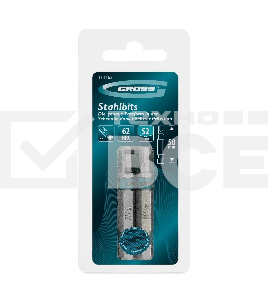 Бита Gross HEX 4х50 мм, сталь S2, шестигр., 2 шт