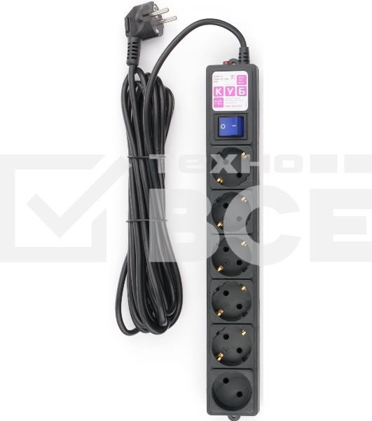 Сетевой фильтр Powercube SPG6-B-5M 5м (6 розеток) черный (коробка)