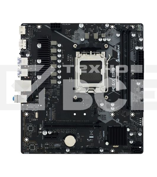 Материнская плата Biostar B650MT, AM5, AMD B650, 2xDDR5, 4xSATA, 1xM.2, 1xPCI-E 4.0 x16, 1xPCI-E x1, 1xHDMI, 1xDP, 1x 1Gb LAN, 4xUSB-A 3.2 Gen 1, 2xUSB-A 2.0, 3x3.5 мм, 7.1, Micro-ATX