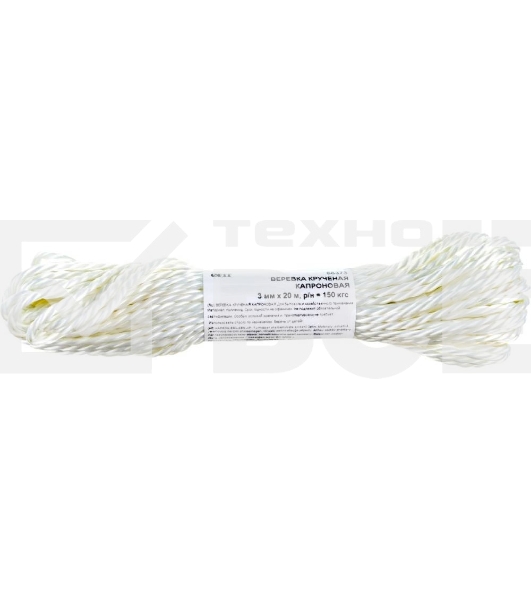Веревка крученая капроновая Fit 68373 3 мм х 20 м, р/н= 150 кгс